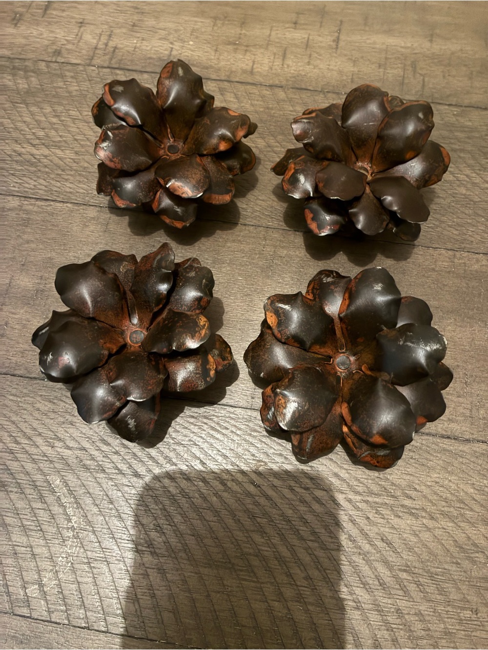 RARE Jan Barboglio Zinnia Forged Iron “Blooming Floral” Napkin Ring Holders - 4